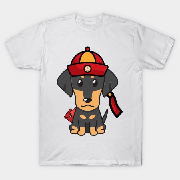 Cute dachshund ready for lunar new year T-Shirt by Pet Station